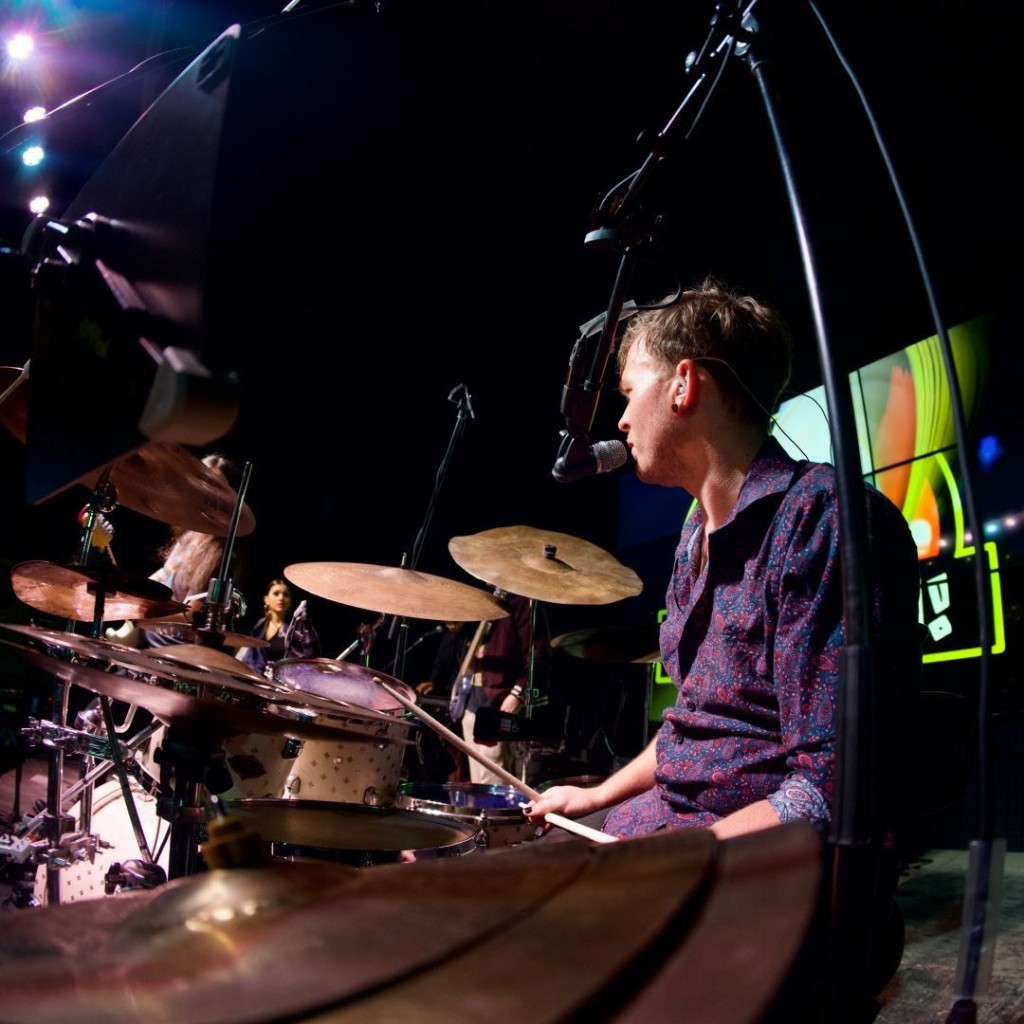 Jarrett Thompson performing on drums